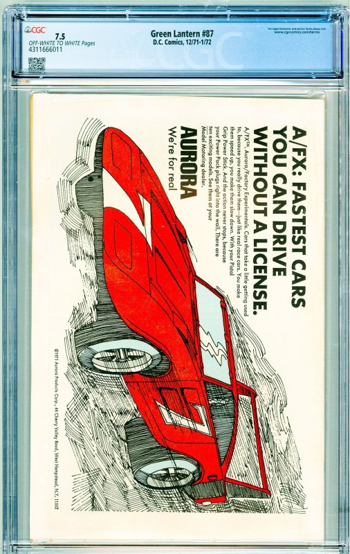 Green Lantern 87 (1971) 1st Appearance John Stewart! CGC 7.5 Condition!