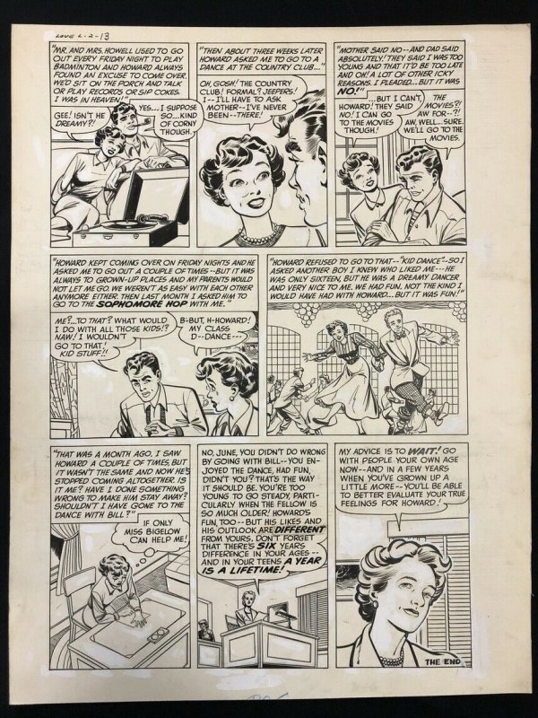 Love Lessons #2 Original Comic Book Art - BOB POWELL Complete 2 Page Story 1949
