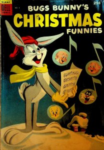 Bugs Bunny Christmas Funnies 4 Dell Comics 1954 Caroling Tweety Porky Pig