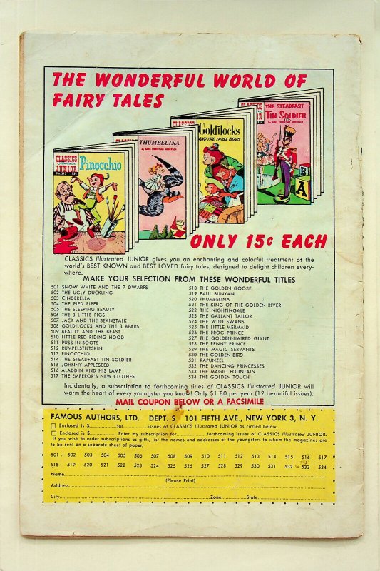 Classics Illustrated Junior: The Golden Touch #534 (Jan 1957, Famous Authors)-G-