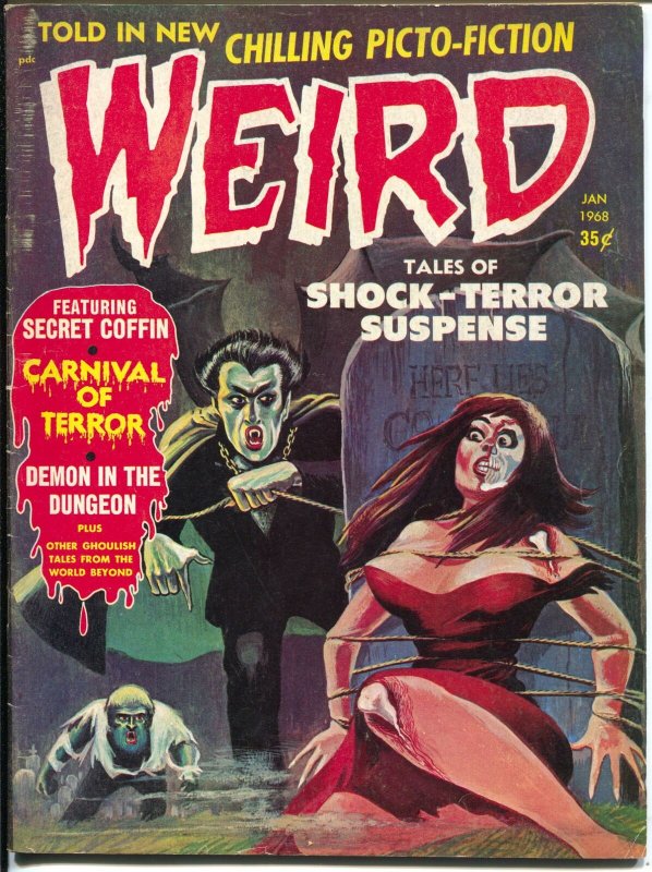 Weird Vol. 3 #1 1968-Eerie-Dracula graveyard bondage cover-snakes-terror-FN