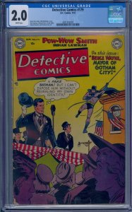 DETECTIVE COMICS #179 CGC 2.0 BATMAN WHITE PAGES