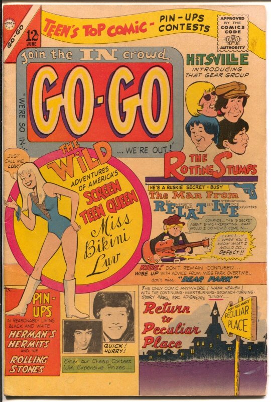 Go-Go #1 1966-Charlton-1st issue-Miss Bikini Luv-Rock 'n' parody-FN