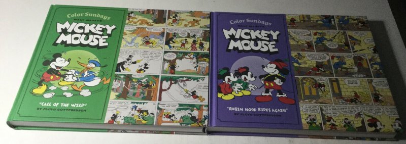 Color Sundays Walt Disney’s Mickey Mouse Volume 1 2 HC Hardcover With Slipcover