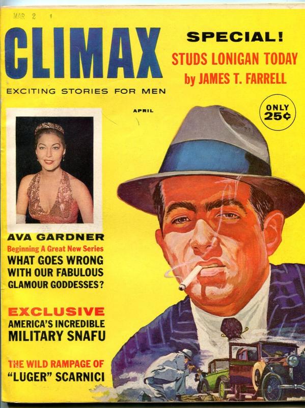 Climax Magazine April 1961- AVA GARDNER- Luger Scarnici- Studs Lonigan