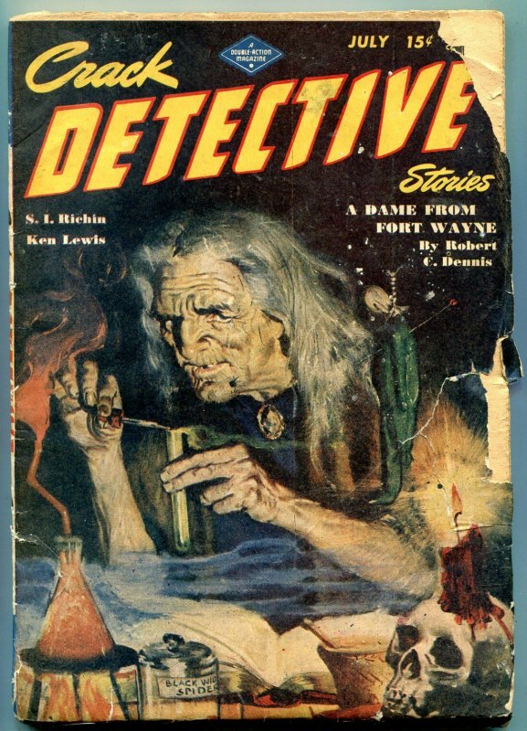 Crack Detective Stories Pulp July 1946- Old Witch cover-