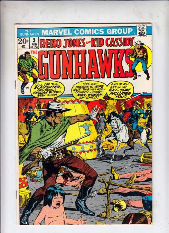 Gunhawks #3 (Feb-73) VF- High-Grade Reno Jones, Kid Cassidy