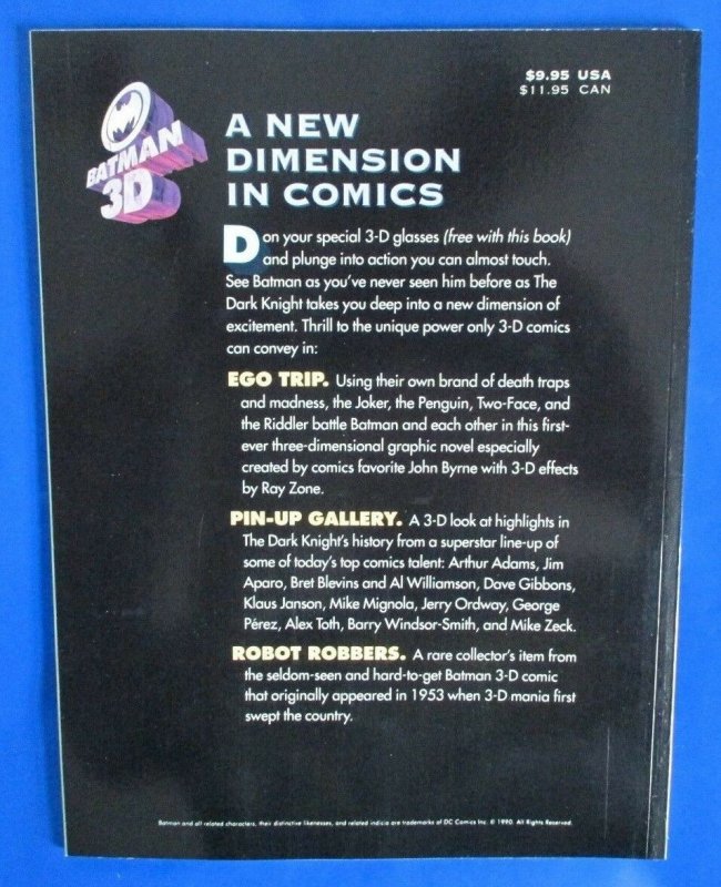 1990 DC Comics Presents BATMAN 3-D John Byrne / Ray Zone NM+ w/ Glasses pin up