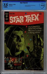 STAR TREK 3 CBCS 7.5 VF- Gold Key 1968 Leonard Nimoy SPOCK PHOTO Cover Not CGC