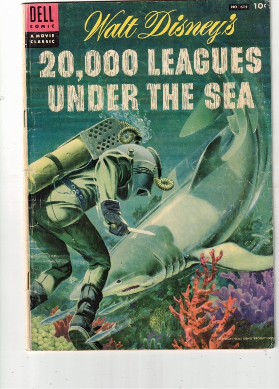 Four Color #614 (1955) 20,000 Leagues Under The Sea, Jules Verne Mid-Grade VG/FN