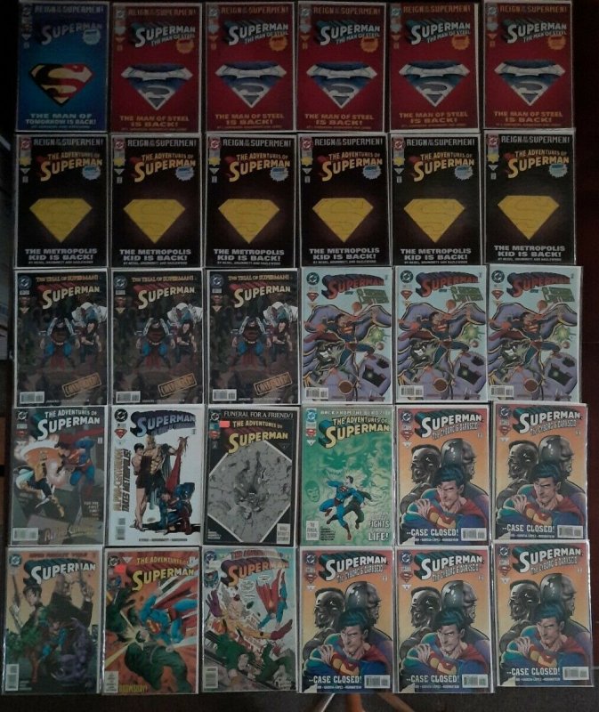22 Lbs of 1990s & Later Superman DC comic books 117 bagged & boarded duplicates 