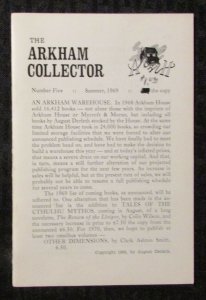 1969 Summer ARKHAM COLLECTOR Fanzine #5 FN+ 6.5  August Derleth 32pgs