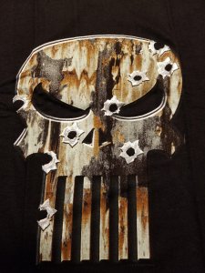 Punisher Metalic Skull w/ Bullet Holes T-Shirt L NOS  Marvel