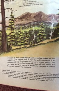1955 Smokey the Bear little golden book, owners names and light red stain