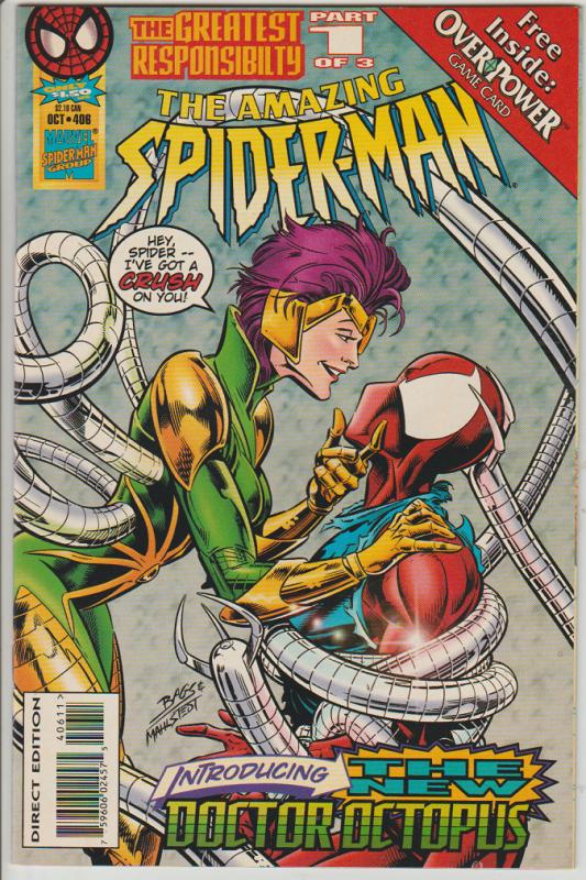 THE AMAZING SPIDERMAN  #406, NEW DOCTOR OCTOPUS, UNREAD, GAME CARD BOUND IN