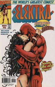 Elektra (2nd Series) #12 VF/NM ; Marvel | Daredevil Kiss Cover