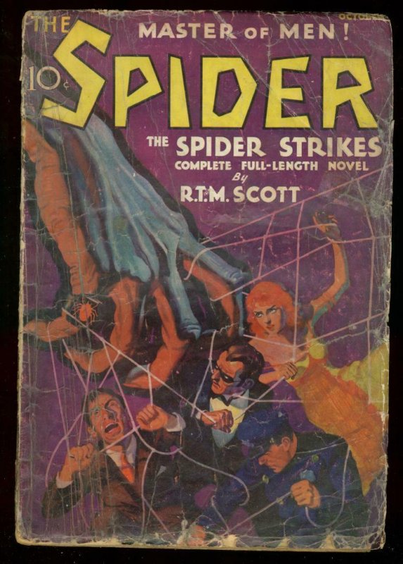 THE SPIDER OCT 1933 SPIDER STRIKES BY RTM SCOTT #1 PULP FR/G