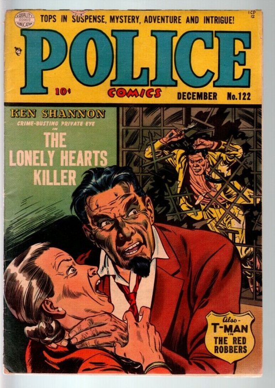 POLICE COMICS #122-COSTUMED VILLAIN STORY!-REED CRANDAL STRANGULATION CVR-VG VG