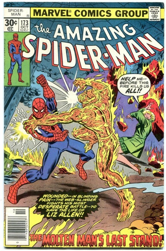 Amazing Spider-Man #173 1977- Molten Man's Last Stand F/VF 