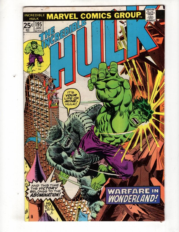 The Incredible Hulk #195 (1976) THE ABOMINATION !!!!!!!!!!!!!!!!!!! / ID#410