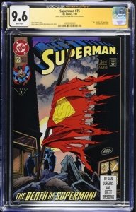 Superman #75 1993 DC Comics CGC 9.6 JSA Signed Jerry Siegel White Pages