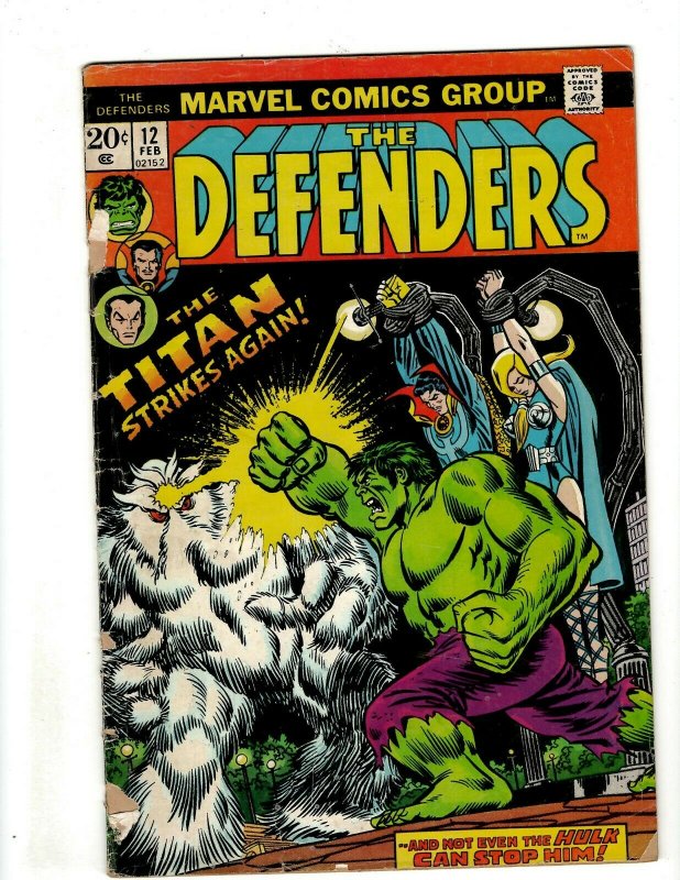 Defenders # 12 VG Marvel Comic Book Hulk Dr. Strange Valkyrie Dr. Strange EJ9 