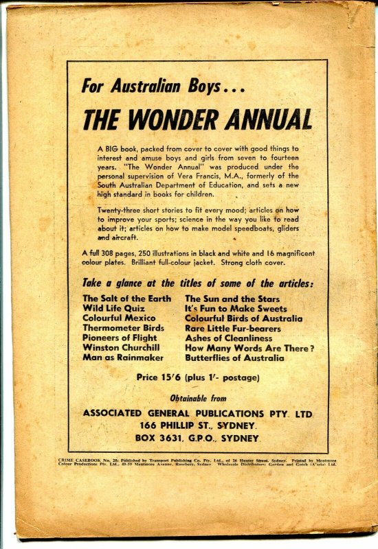 Crime Casebook #20 1950's-Australian crime comic-torture-violent crime-VG