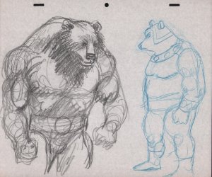 Bear-Man Pencil Animation Art - He-Man Related? - Intense Anger