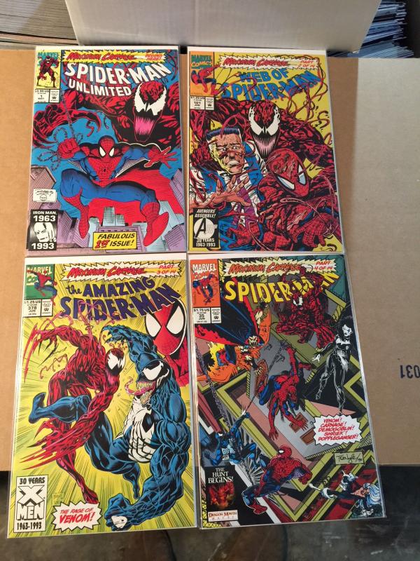 MAXIMUM CARNAGE Spider-Man COMPETE SET 14 Parts All NM copies