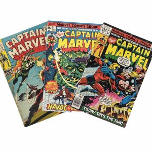 Captain Marvel ,9, 41, 57  Lot Of 3. Late Silver-Bronze Age. Thor Key. Ronan.