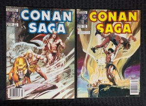 1988 CONAN SAGA Magazine #10 & 11 FVF 7.0 LOT of 2 Neal Adams Covers