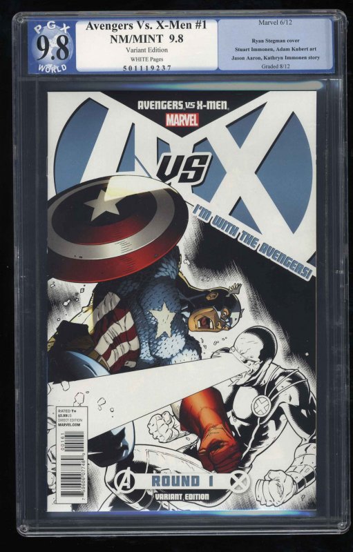 Avengers Vs. X-Men #1 PGX NM/M 9.8 White Pages Stegman Sketch Variant