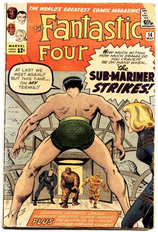 FANTASTIC FOUR #14 1963- sub-mariner crossover- MARVEL SILVER AGE -g/vg