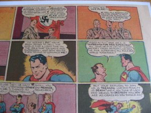 SUPERMAN COMIC PAGE 281 1945 HITLER GOERING NAZIS AS SUPERMAN NICE WOW