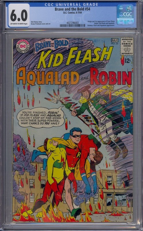 Brave and the Bold #54 CGC 6.0 1st Teen Titans Batman Flash Aquaman  Comic  Books - Silver Age, DC Comics, Teen Titans, Superhero / HipComic