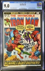 Iron Man #55 1973 Marvel Comics CGC 9.0 1st app Thanos Drax Starfox White Pages