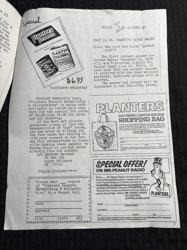 1978 PEANUT PALS PAPERS Fanzine Vol. 1 #1 VG 4.0 Planters Peanuts Memorabilia