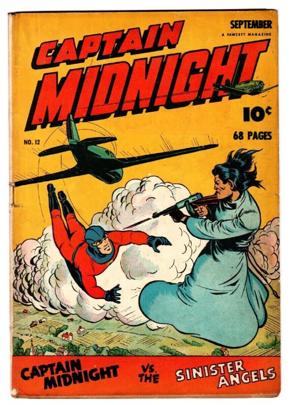 Captain Midnight #12 1943-Fawcett-Mac Raboy cover-WWII era thrills
