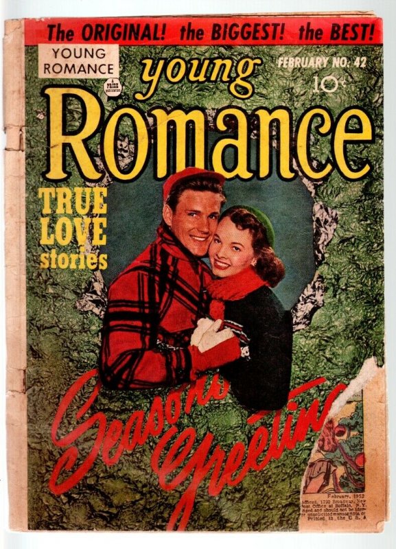 YOUNG ROMANCE #42-1952-EARLY JOE SIMON-JACK KIRBY-CHRISTMAS-COMIC BOOK-FAIR P/FR