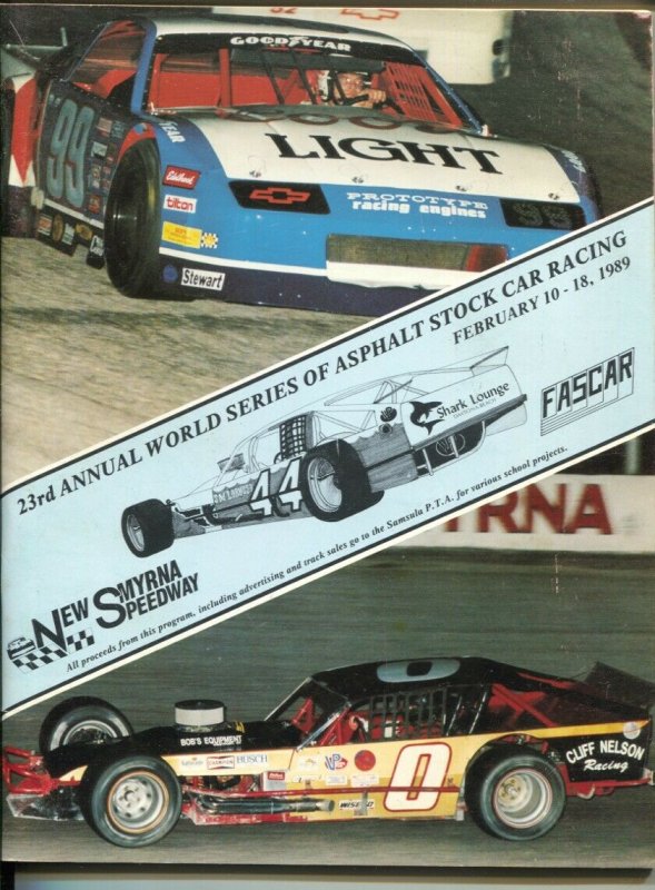 New Smyrna Speedway World Series of Asphalt Auto Race Program 2/1989-ASA-ARTG...