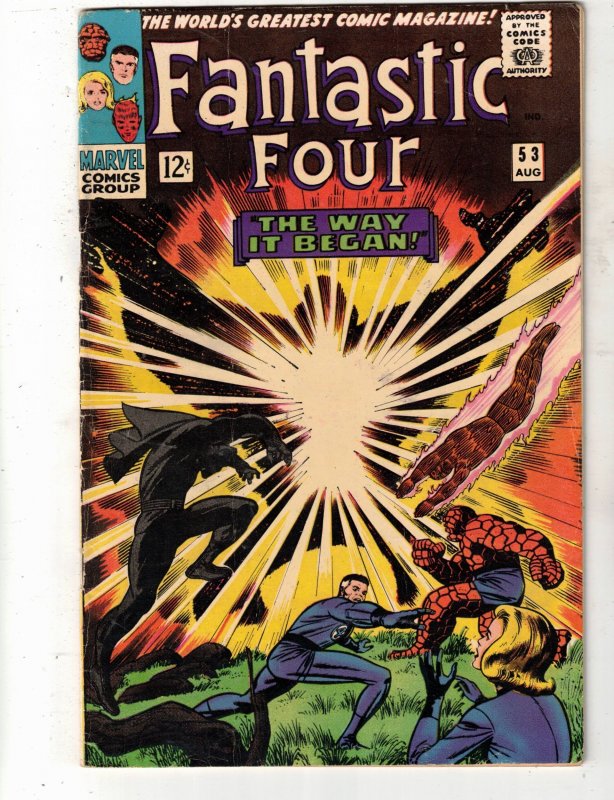Fantastic Four #53 1966 Origin 2nd Black Panther, 1st Klaw Kirby FN/VF BEANTOWN!
