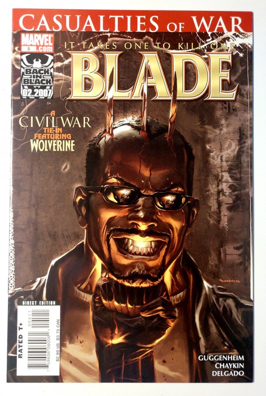 Blade #5 (9.4, 2007) 1st meeting and battle of Wolverine and Blade