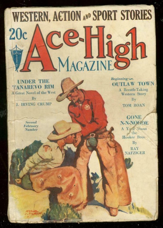 ACE-HIGH MAGAZINE 2nd FEB 1932-WESTERN & SPORTS PULP-good minus G-