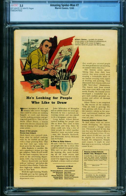 Amazing Spider-Man #7 CGC 3.5 VULTURE 1963 Marvel Silver Age 1560347002