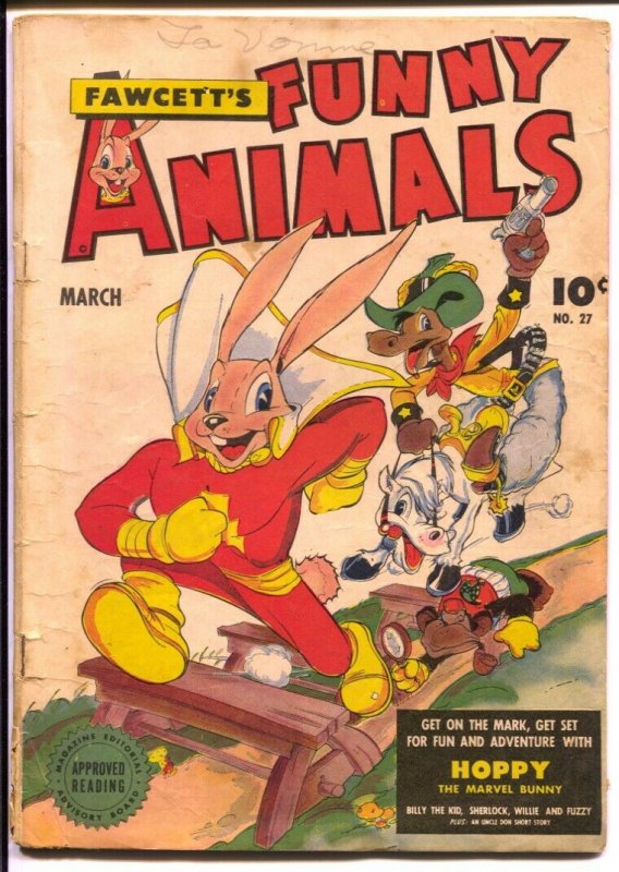 Fawcett's Funny Animals #27 1945-Hoppy The Marvel Bunny-superhero animals-VG