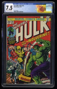 Incredible Hulk #181 CGC VF- 7.5 Off White to White 1st Appearance Wolverine!
