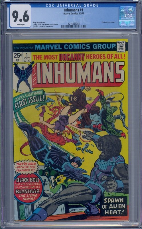 INHUMANS #1 CGC 9.6 BLASTAAR GEORGE PEREZ GIL KANE WHITE PAGES