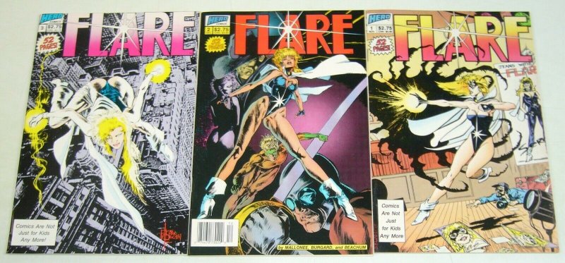 Flare #1-3 FN/VF complete series - mark beachum - hero comics set 2 bad girl lot