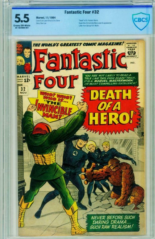 FANTASTIC FOUR #32 CBCS 5.5 comic book 1964-INVINCIBLE MAN-MARVEL COMICS