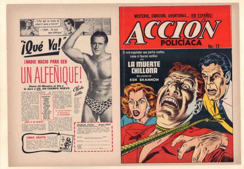 Acción Policiaca #12 Unused Comic Book Cover - Police Action (Grade 8.5) 1952